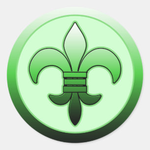 Round Fleur de Lis Stickers Green
