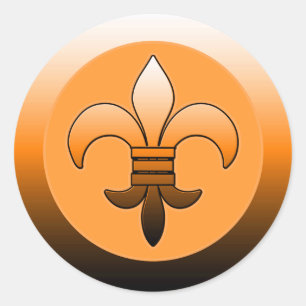 Round Fleur de Lis Stickers ORANGE