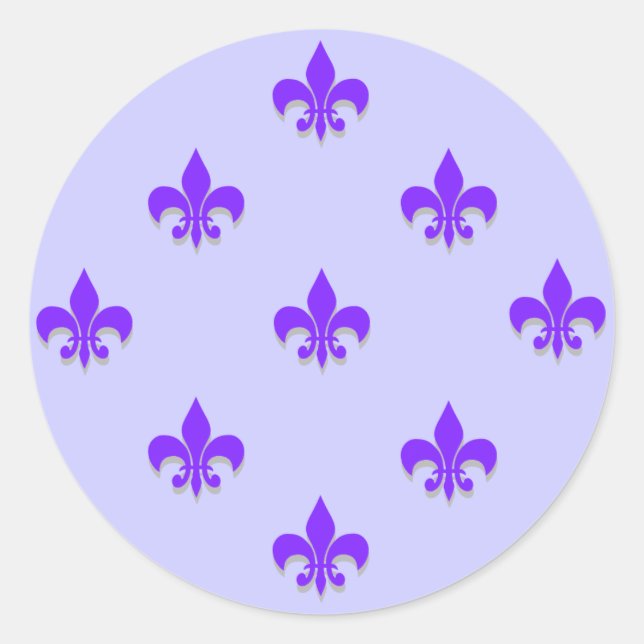Round Fleur de Lis Stickers PURPLE (Front)