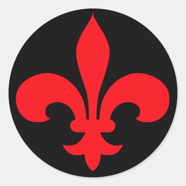 Round Fleur de Lis Stickers RED (Front)