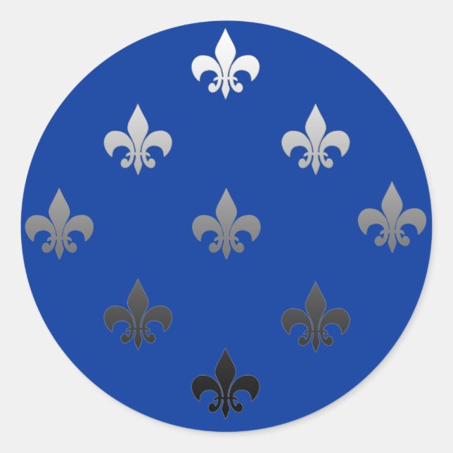 Round Fleur de Lis Stickers Silver (Front)