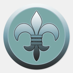 Round Fleur de Lis Stickers SOFT BLUE
