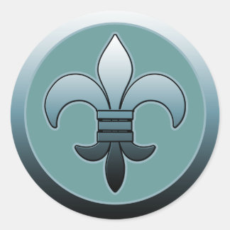 Round Fleur de Lis Stickers SOFT BLUE