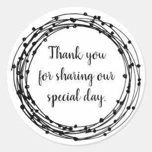 Round floral border custom wedding thank you classic round sticker