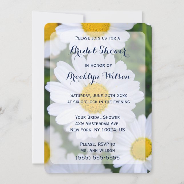 Round Floral Bridal Shower Invitations With Daisy (Front)