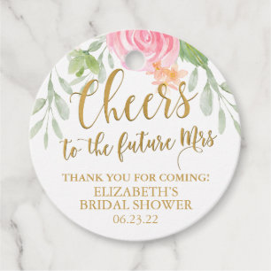 Round Floral Bridal Shower Mini Champagne Favour T Tags