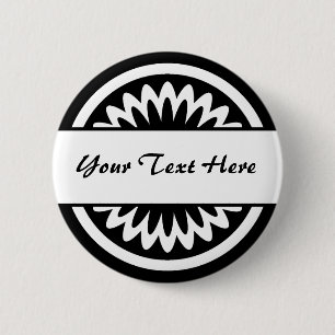 Round Flower - Black 6 Cm Round Badge