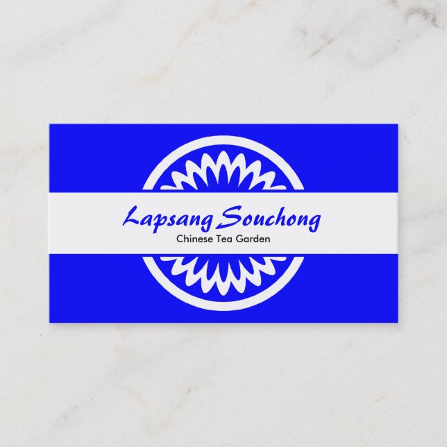 Round Flower - Blue Business Card (Front)