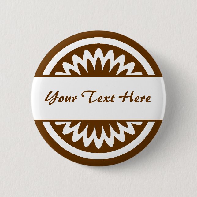 Round Flower - Brown 6 Cm Round Badge (Front)