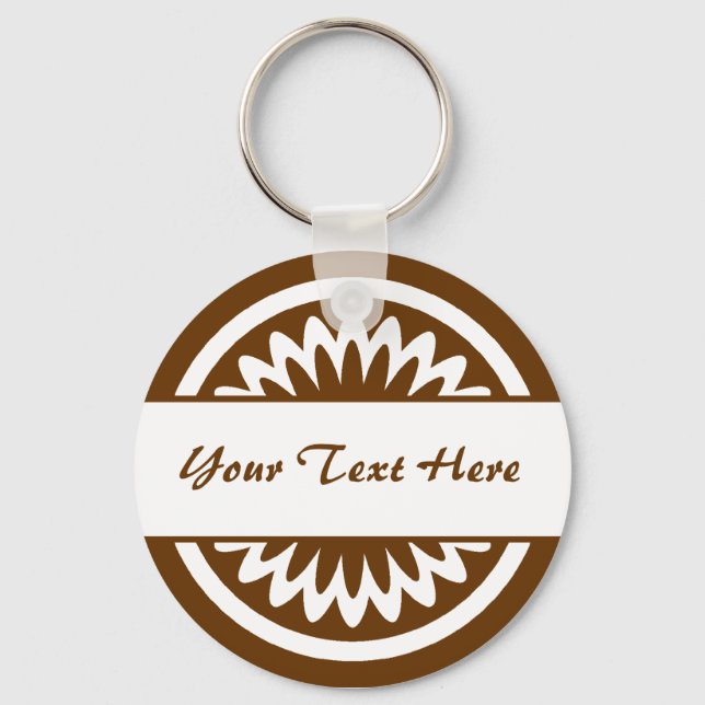 Round Flower - Brown Key Ring (Front)