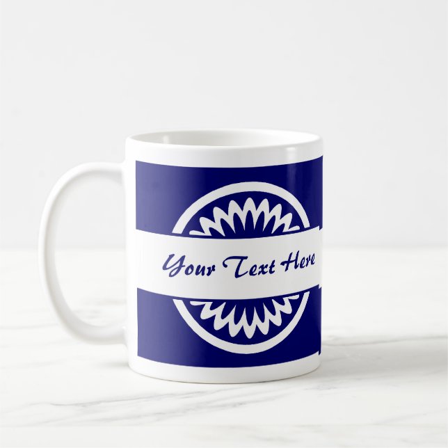 Round Flower - Dark Blue Coffee Mug (Left)