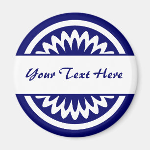 Round Flower - Dark Blue Magnet