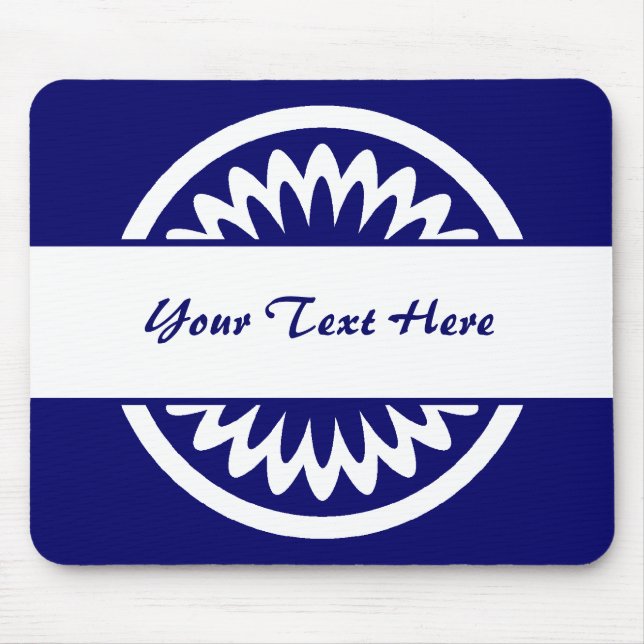 Round Flower - Dark Blue Mouse Mat (Front)