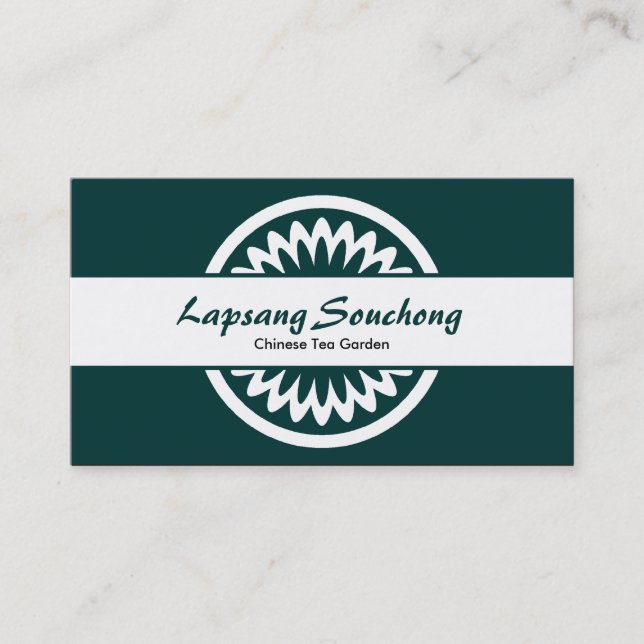 Round Flower - Dark Green Business Card (Front)