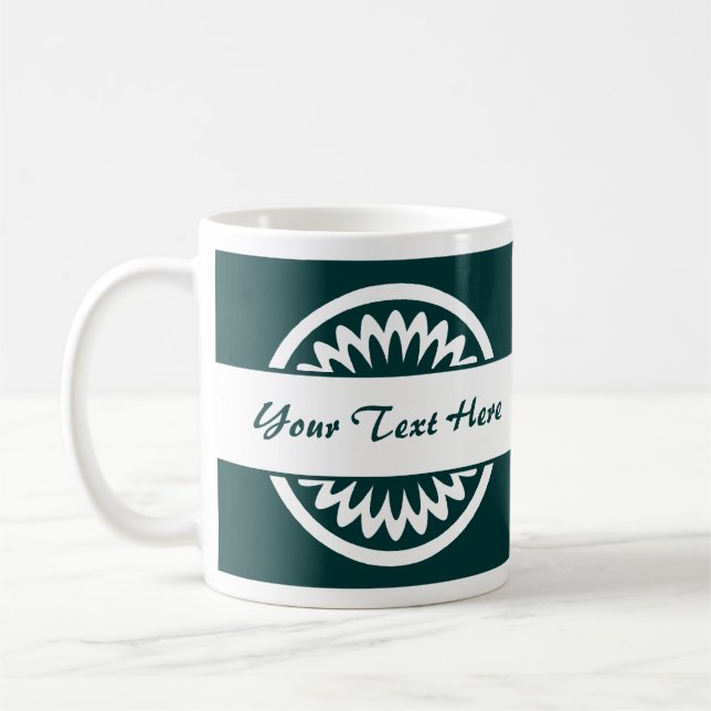 Round Flower - Dark Green Coffee Mug (Left)