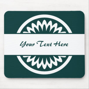 Round Flower - Dark Green Mouse Mat
