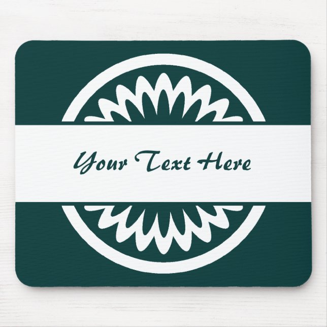 Round Flower - Dark Green Mouse Mat (Front)