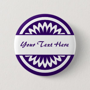 Round Flower - Deep Purple 6 Cm Round Badge