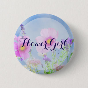 Round Flower Girl Floral Wedding Buttons