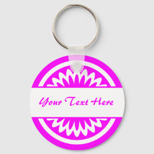 Round Flower - Magenta Key Ring