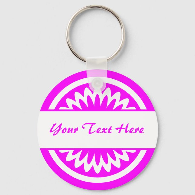 Round Flower - Magenta Key Ring (Front)