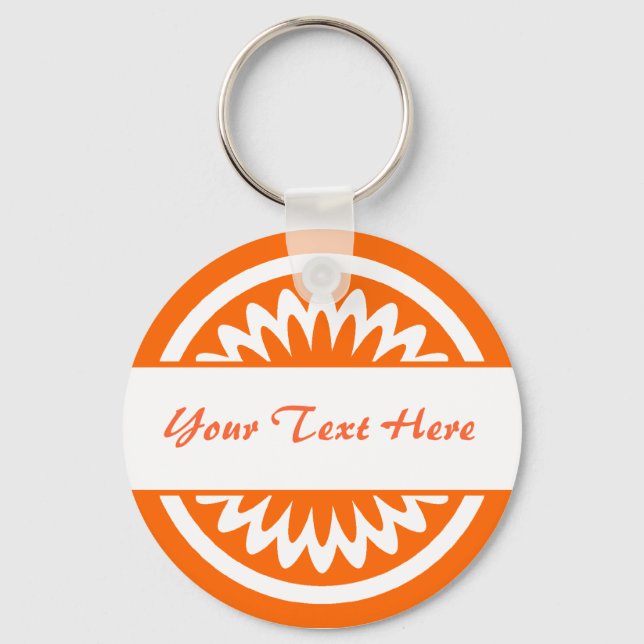 Round Flower - Orange Key Ring (Front)