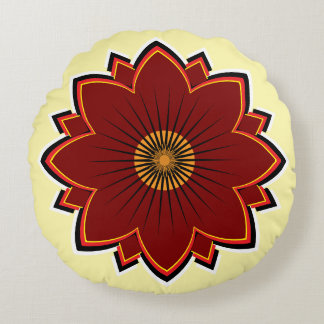 Round Flower Pillow - Floral Design
