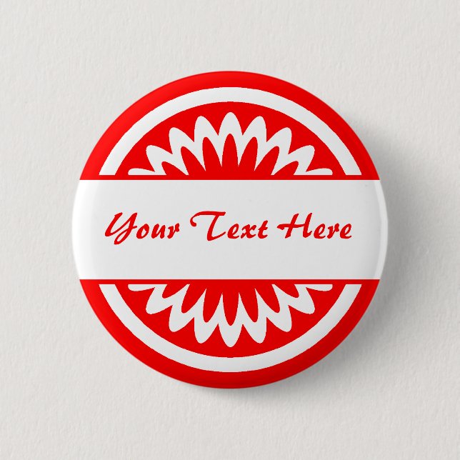 Round Flower - Red 6 Cm Round Badge (Front)