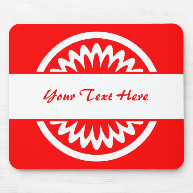 Round Flower - Red Mouse Mat (Front)