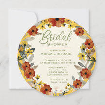 Round flowered bridal shower Invitation