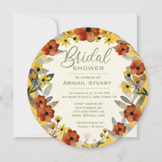 Round flowered bridal shower Invitation