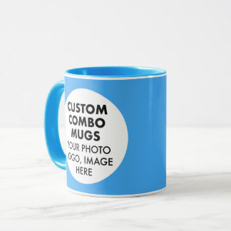 Round Frame 2 x Photo Logo Light Blue Custom Combo Mug