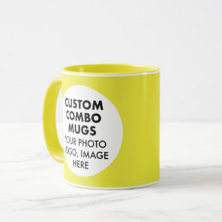 Round Frame 2 x Photo Logo Yellow Custom Combo Mug