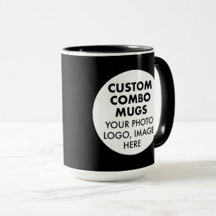 Round Frame 2x Photo Logo Large Black Custom Combo Mug