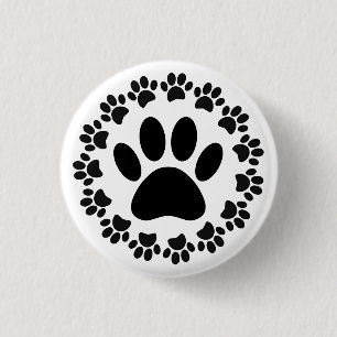 Round Frame Dog Paw Print Pattern 3 Cm Round Badge