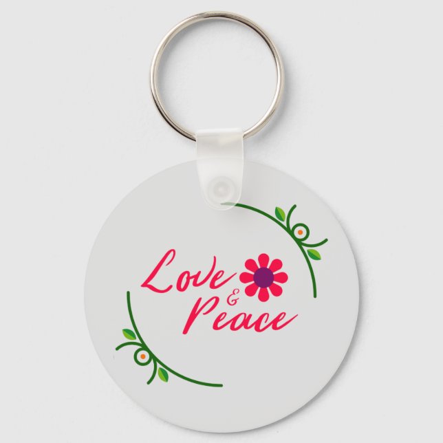 Round frame of leaves Keychain (Front)