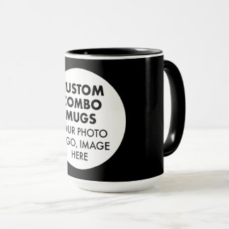 Round Frame Photo Logo Large Black Custom Combo Mug