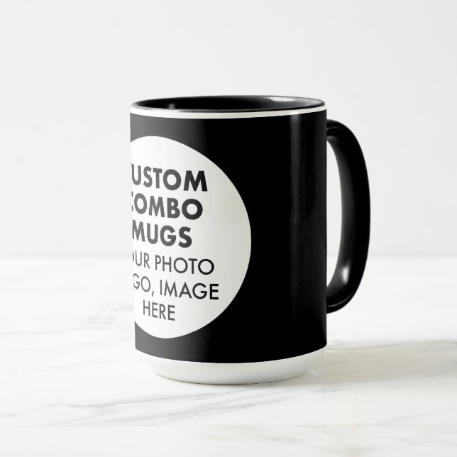 Round Frame Photo Logo Large Black Custom Combo Mug (Front Right)