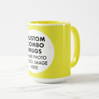 Round Frame Photo Logo Large Yellow Custom Combo Mug