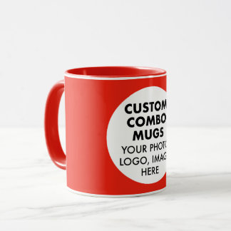 Round Frame Photo Logo Red Custom Combo Mug