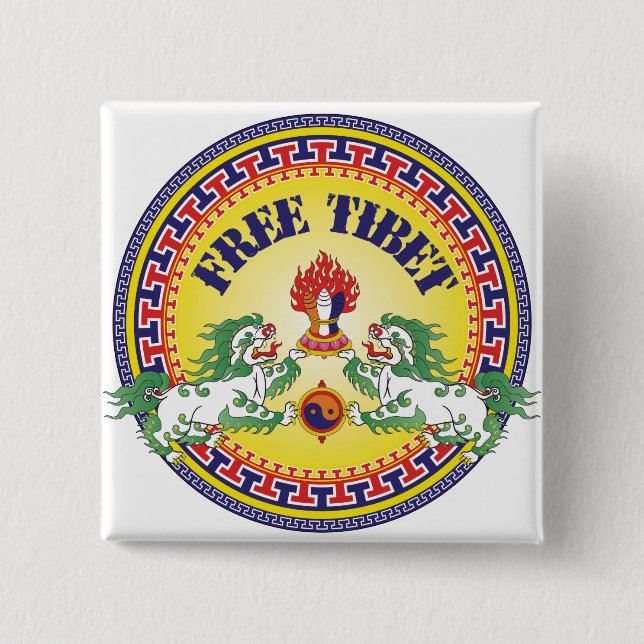 Round Free Tibet 15 Cm Square Badge (Front)