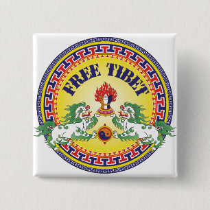 Round Free Tibet 15 Cm Square Badge