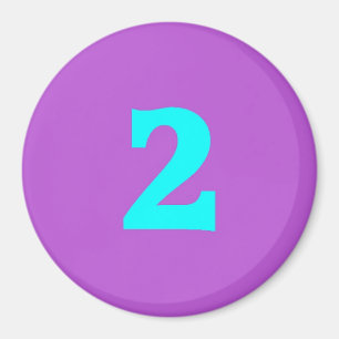 Round Fridge Magnet – Number 2 – Turquoise/Violet