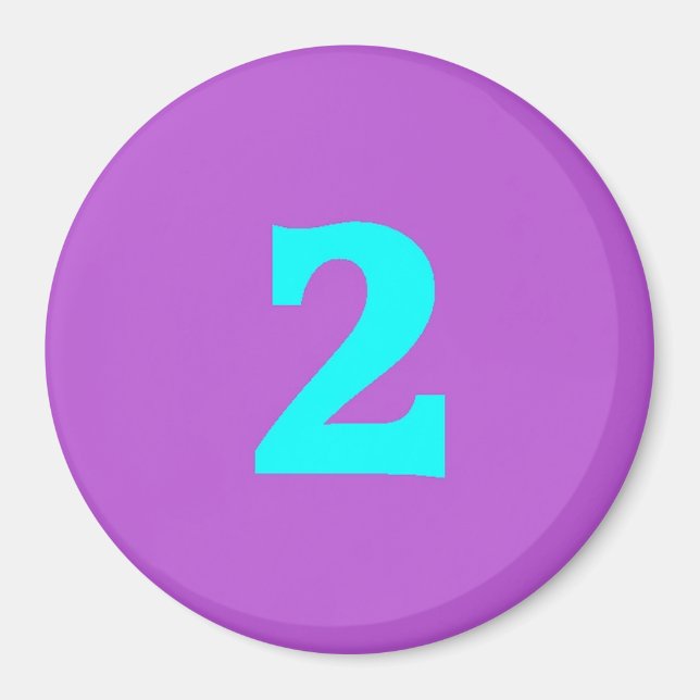 Round Fridge Magnet – Number 2 – Turquoise/Violet (Front)