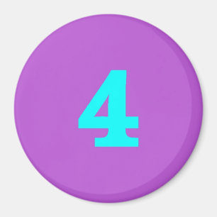Round Fridge Magnet – Number 4 – Turquoise/Violet