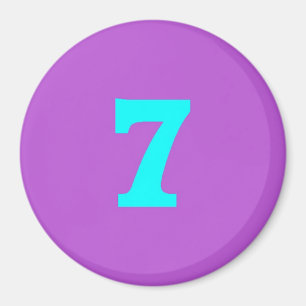 Round Fridge Magnet – Number 7 – Turquoise/Violet
