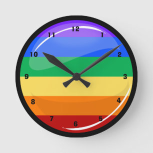 Round Gay Lgtb Pride Rainbow Flag Clock