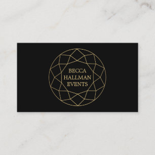 Round Geometric Gemstone Logo Gold/Black Business Card