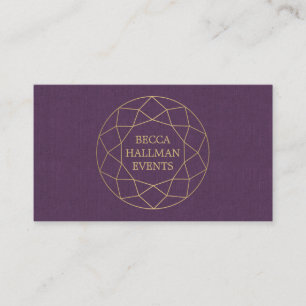 Round Geometric Gemstone Logo Gold/Purple Business Card