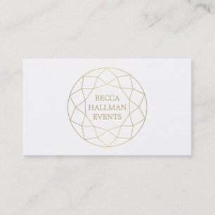 Round Geometric Gemstone Logo Gold/White Business Card